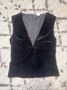 H&M Black Velvet Deep V Tank Top